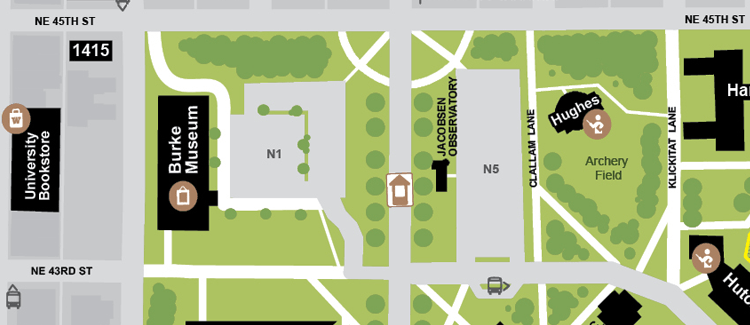 aerial map showing burke museum and surrounding N1 lot